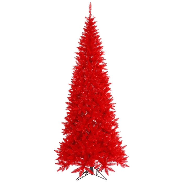 4'6"Hx24"W Slim Fir Artificial Christmas Tree, Unlit -Red - K161245