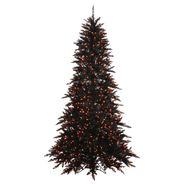 4'6"Hx34"W Fir Artificial Christmas Tree, LED Pre-Lit (Orange) -Black - K162046LED