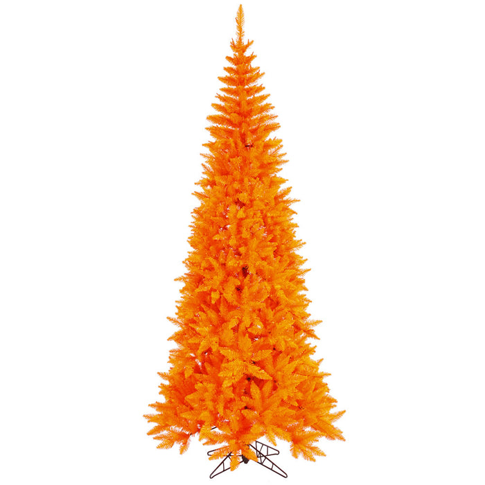 4'6"Hx24"W Slim Fir Artificial Christmas Tree, Unlit -Orange - K162245