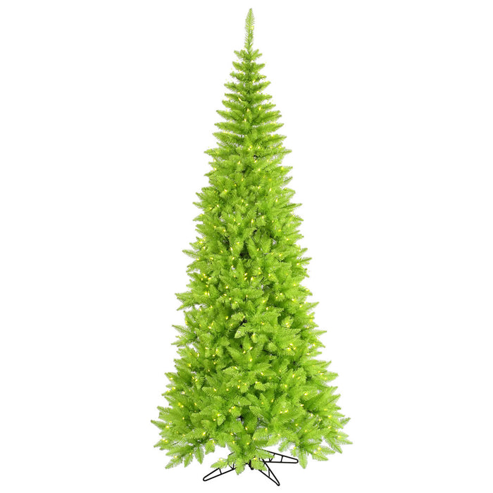 5'6"Hx30"W Slim Fir Artificial Christmas Tree, LED Pre-Lit (Green) -Lime - K162556LED