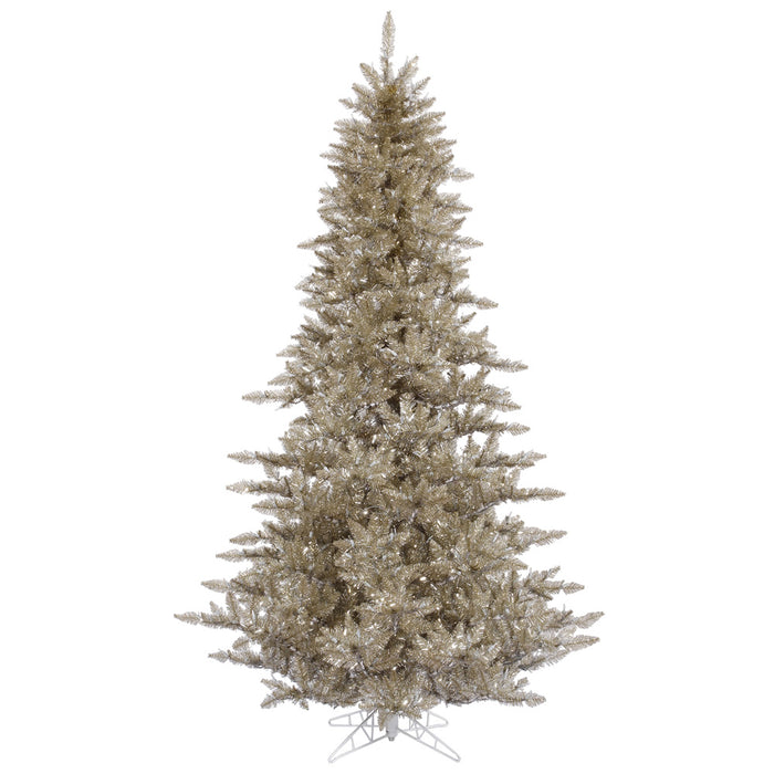 7'6"Hx52"W Tinsel Fir Artificial Christmas Tree, Unlit -Champagne - K166375