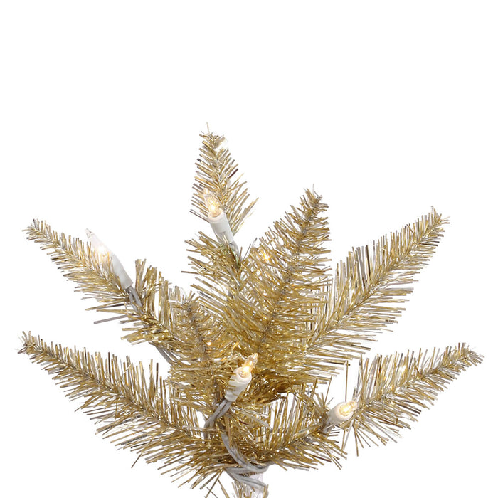 4'6"Hx34"W Tinsel Fir Artificial Christmas Tree, LED Pre-Lit -Champagne - K166346LED