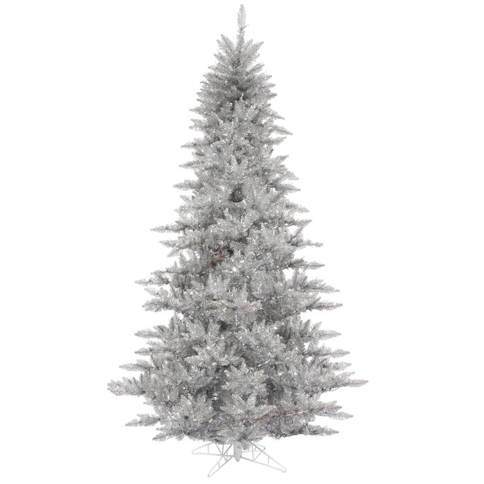 4'6"Hx34"W Tinsel Fir Artificial Christmas Tree, Unlit -Silver - K166845