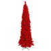6'6"Hx27"W Flocked Pencil Fir Artificial Christmas Tree, Unlit -Red - K168065