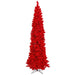 6'6"Hx27"W Flocked Pencil Fir Artificial Christmas Tree, LED Pre-Lit (Red) -Red - K168066LED