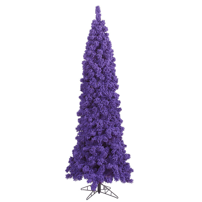4'6"Hx19"W Flocked Pencil Fir Artificial Christmas Tree, Unlit -Purple - K168345