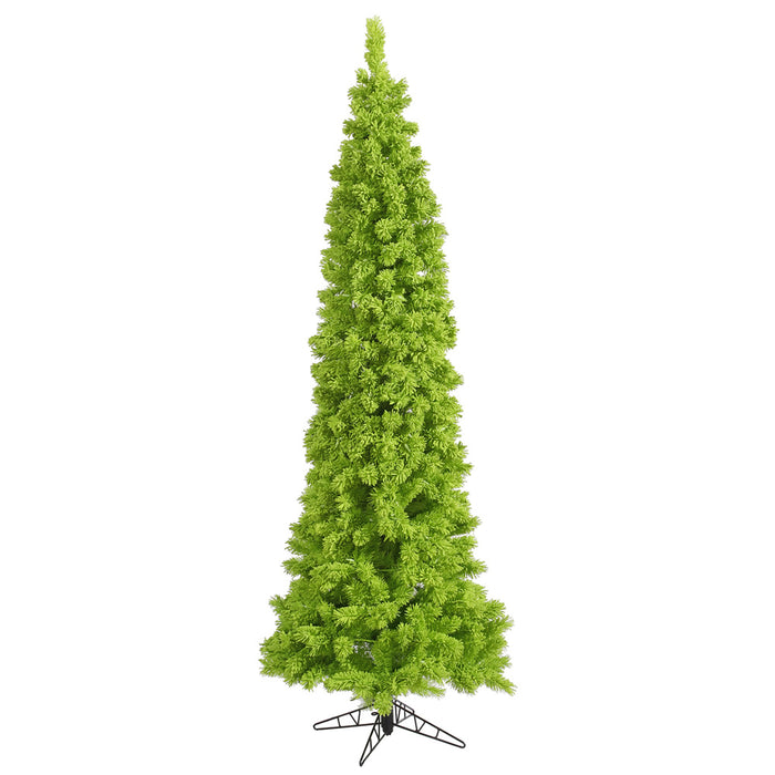 10'Hx49"W Flocked Pencil Fir Artificial Christmas Tree, Unlit -Lime - K168587