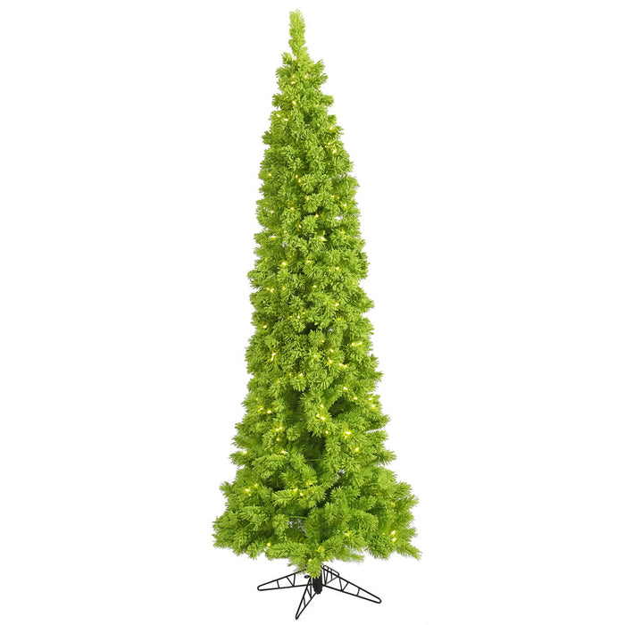 6'6"Hx27"W Flocked Pencil Fir Artificial Christmas Tree, LED Pre-Lit (Lime) -Lime - K168566LED