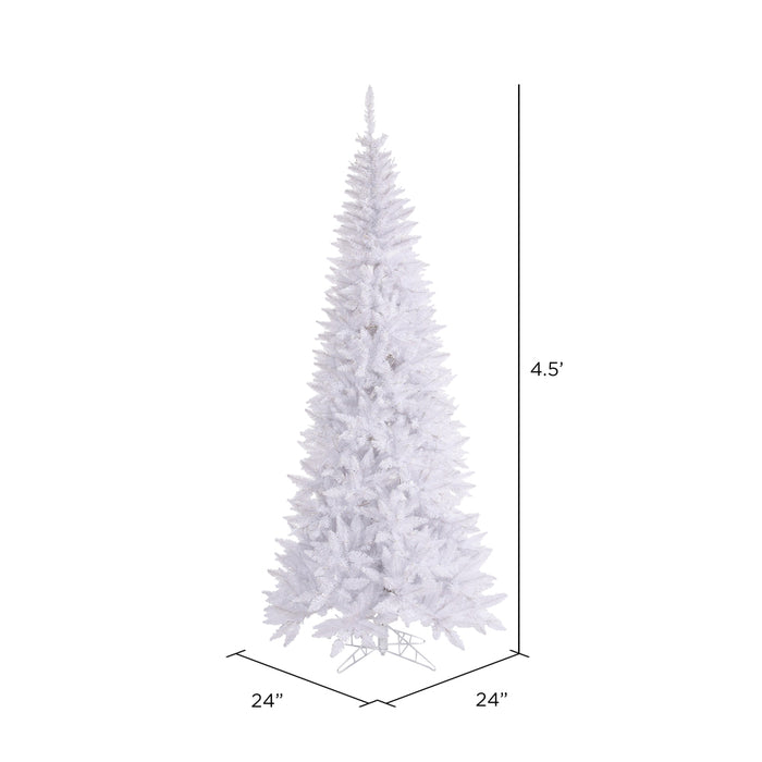 4'6"Hx24"W Slim Fir Artificial Christmas Tree, Unlit -White - K160145
