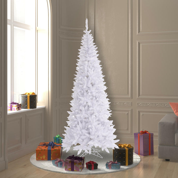 6'6"Hx34"W Slim Fir Artificial Christmas Tree, Unlit -White - K160165