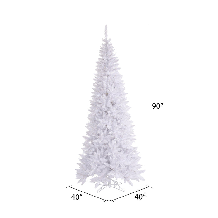 7'6"Hx40"W Slim Fir Artificial Christmas Tree, Unlit -White - K160175