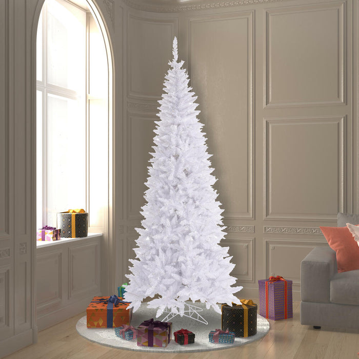 7'6"Hx40"W Slim Fir Artificial Christmas Tree, Unlit -White - K160175