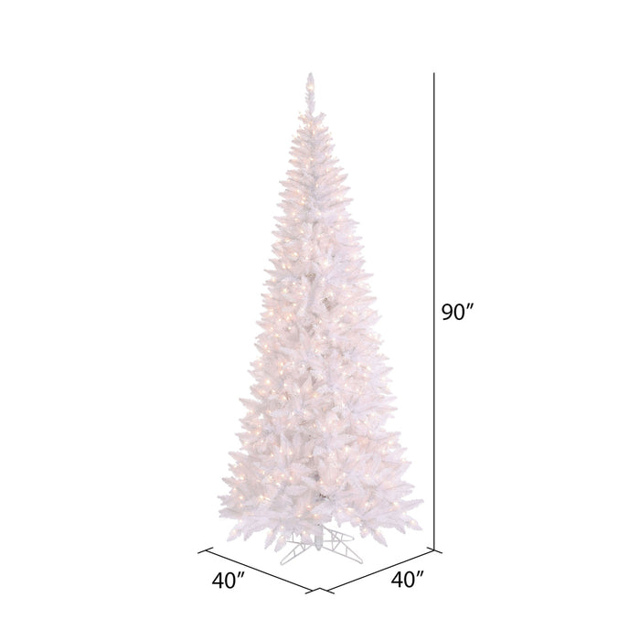 7'6"Hx40"W Slim Fir Artificial Christmas Tree, LED Pre-Lit -White - K160176LED