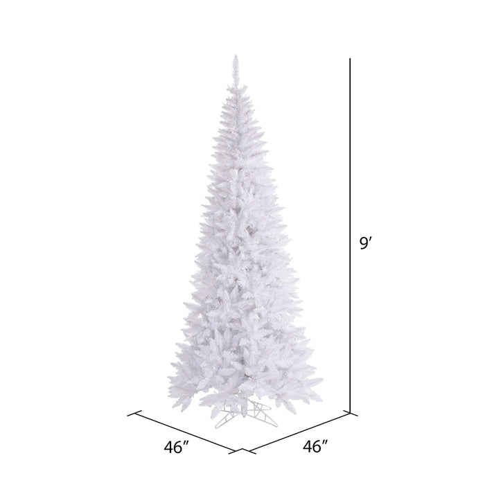 9'Hx46"W Slim Fir Artificial Christmas Tree, Unlit -White - K160180