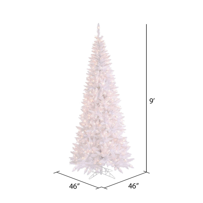9'Hx46"W Slim Fir Artificial Christmas Tree, LED Pre-Lit -White - K160181LED