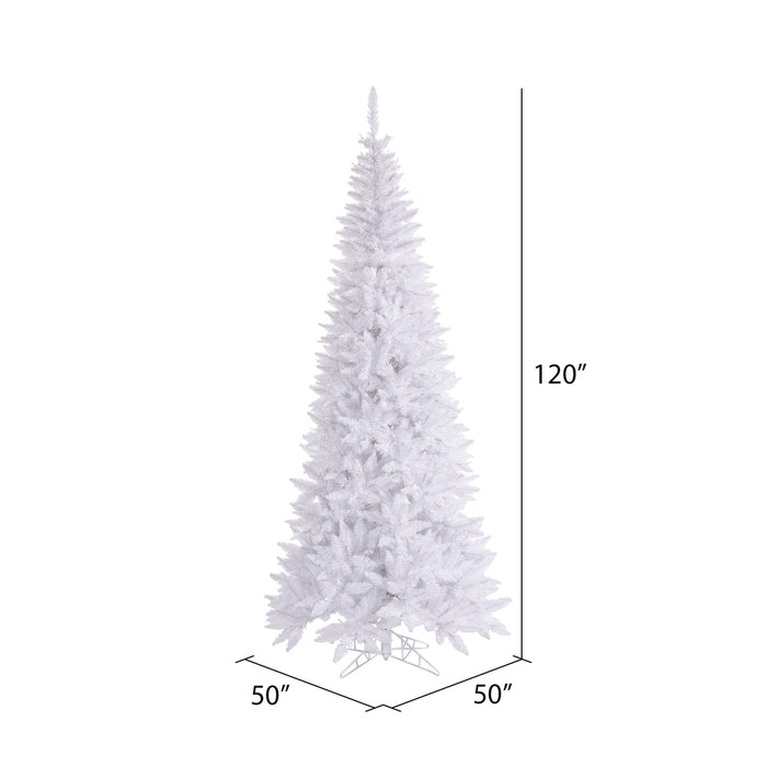 10'Hx50"W Slim Fir Artificial Christmas Tree, Unlit -White - K160185