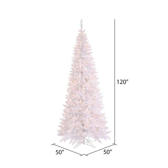 10'Hx50"W Slim Fir Artificial Christmas Tree, LED Pre-Lit -White - K160186LED