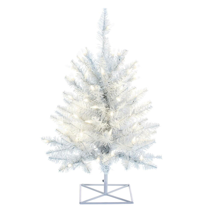 2'Hx20"W Fir Artificial Christmas Tree, LED Pre-Lit -White - K160221LED