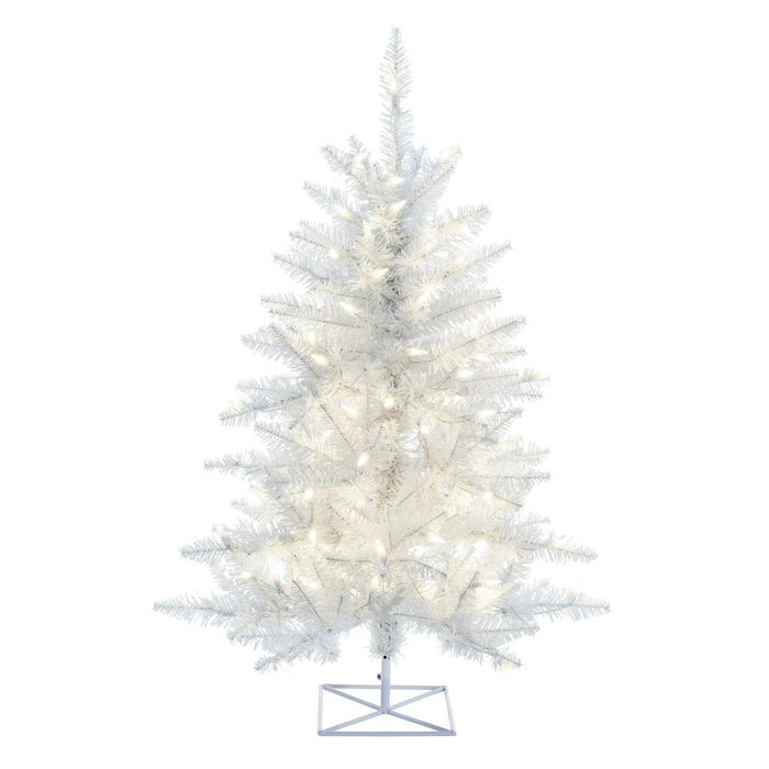 3'Hx25"W Fir Artificial Christmas Tree, LED Pre-Lit -White - K160231LED