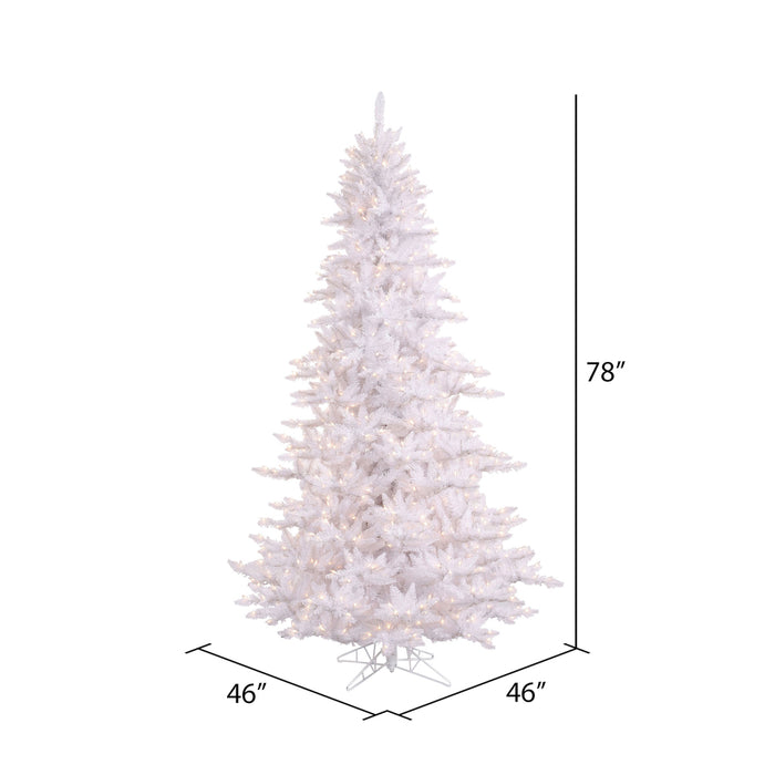 6'6"Hx46"W Fir Artificial Christmas Tree, LED Pre-Lit -White - K160266LED