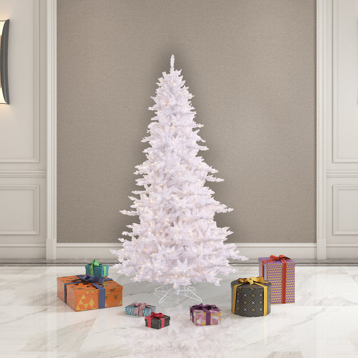 6'6"Hx46"W Fir Artificial Christmas Tree, LED Pre-Lit -White - K160266LED