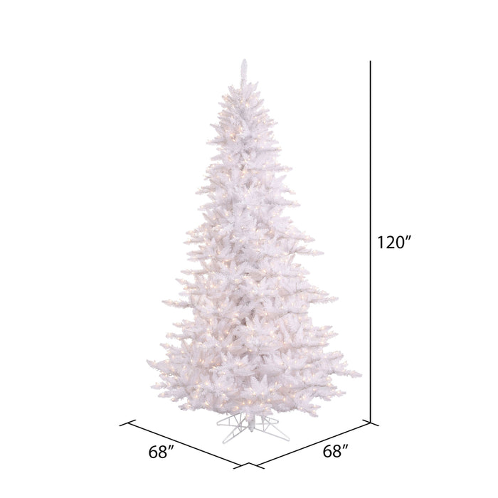 10'Hx68"W Fir Artificial Christmas Tree, LED Pre-Lit -White - K160286LED