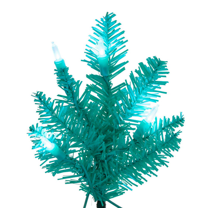 2'Hx20"W Fir Artificial Christmas Tree, LED Pre-Lit (Aqua) -Aqua - K160921LED