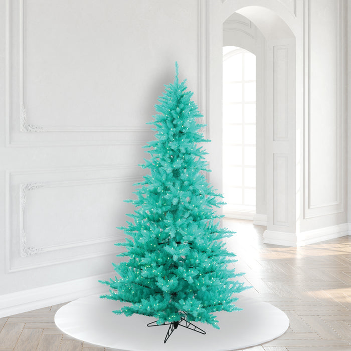 6'6"Hx46"W Fir Artificial Christmas Tree, LED Pre-Lit (Aqua) -Aqua - K160966LED