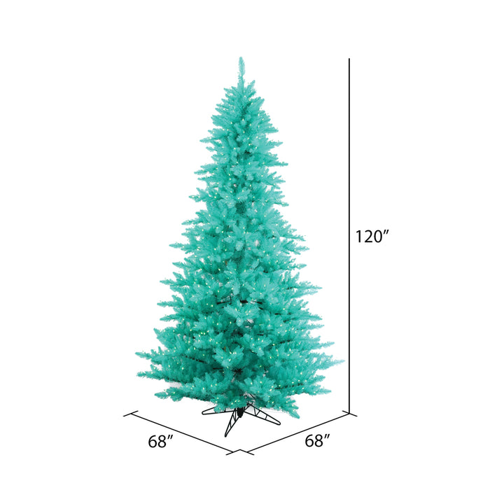 10'Hx68"W Fir Artificial Christmas Tree, LED Pre-Lit (Aqua) -Aqua - K160986LED
