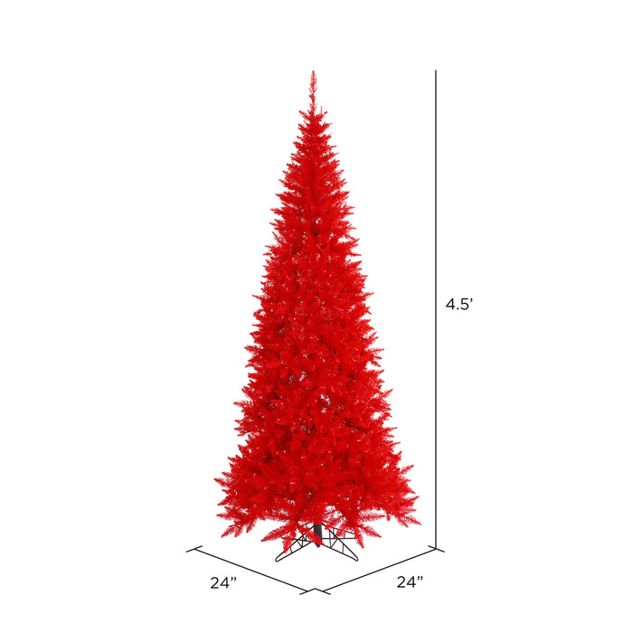 4'6"Hx24"W Slim Fir Artificial Christmas Tree, Unlit -Red - K161245