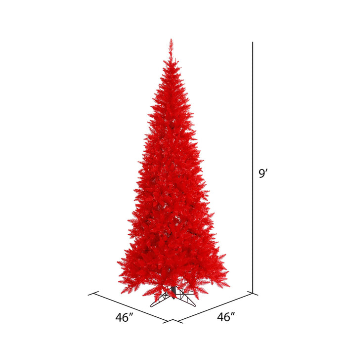 9'Hx46"W Slim Fir Artificial Christmas Tree, Unlit -Red - K161280