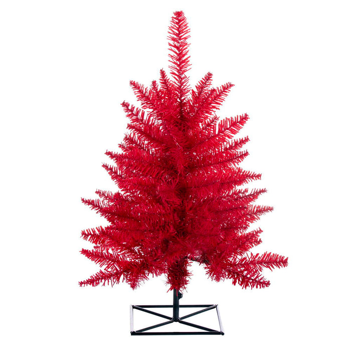 2'Hx20"W Fir Artificial Christmas Tree, Unlit -Red - K161320