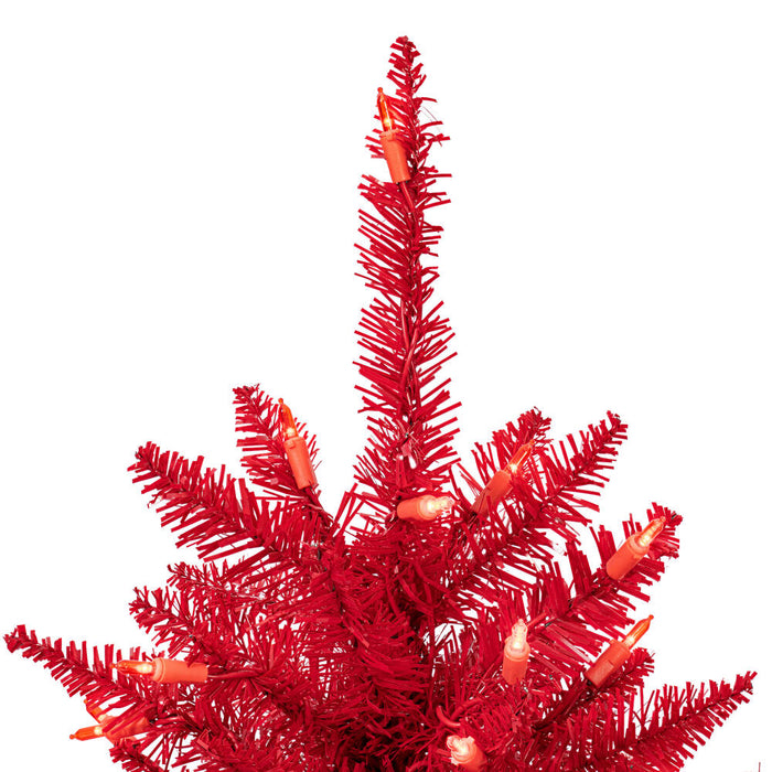 2'Hx20"W Fir Artificial Christmas Tree, LED Pre-Lit (Red) -Red - K161321LED