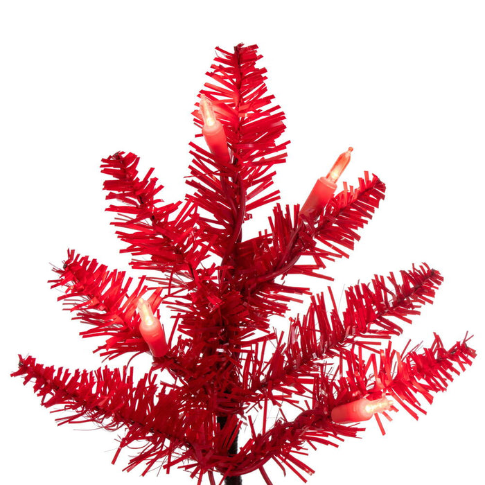 2'Hx20"W Fir Artificial Christmas Tree, LED Pre-Lit (Red) -Red - K161321LED