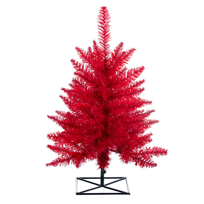 3'Hx25"W Fir Artificial Christmas Tree, Unlit -Red - K161330
