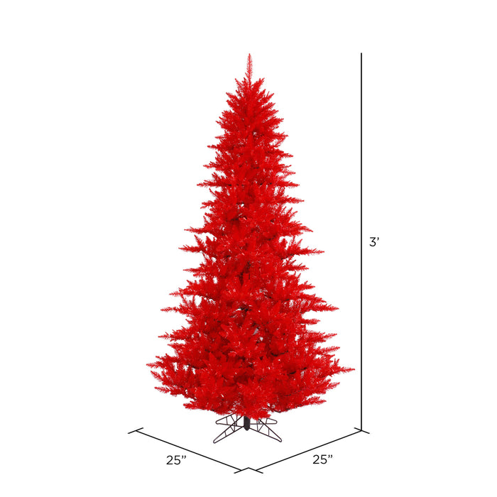 3'Hx25"W Fir Artificial Christmas Tree, Unlit -Red - K161330