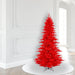 6'6"Hx46"W Fir Artificial Christmas Tree, LED Pre-Lit (Red) -Red - K161366LED