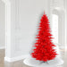 7'6"Hx52"W Fir Artificial Christmas Tree, LED Pre-Lit (Red) -Red - K161376LED