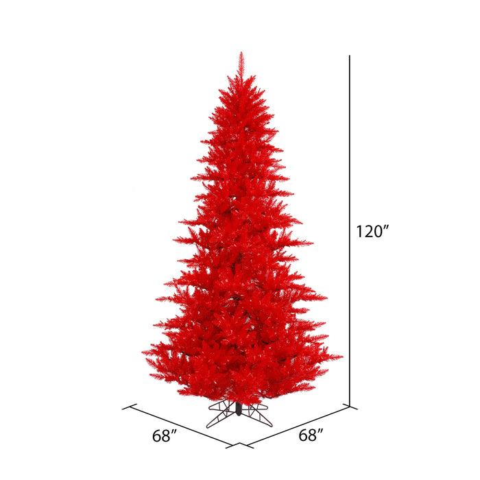 10'Hx68"W Fir Artificial Christmas Tree, Unlit -Red - K161385