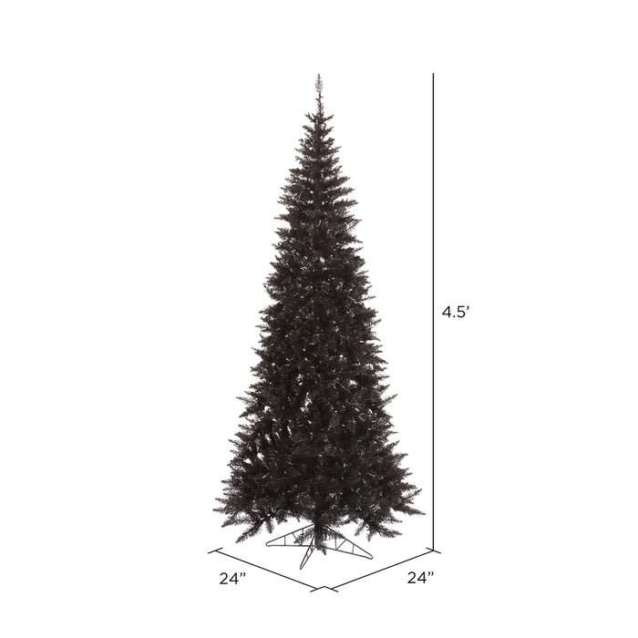 4'6"Hx24"W Slim Fir Artificial Christmas Tree, Unlit -Black - K161645