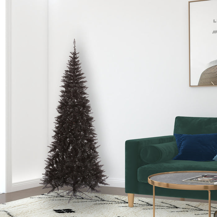 6'6"Hx34"W Slim Fir Artificial Christmas Tree, Unlit -Black - K161665