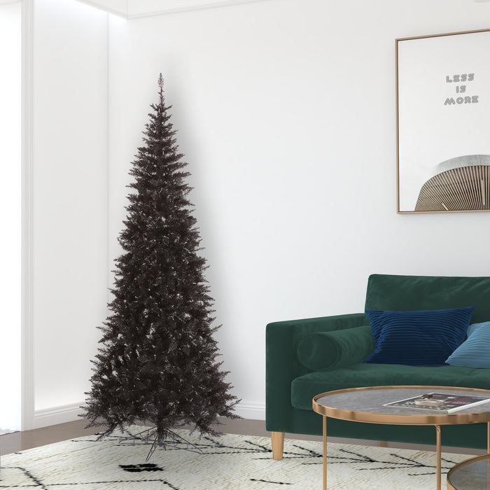 7'6"Hx40"W Slim Fir Artificial Christmas Tree, Unlit -Black - K161675