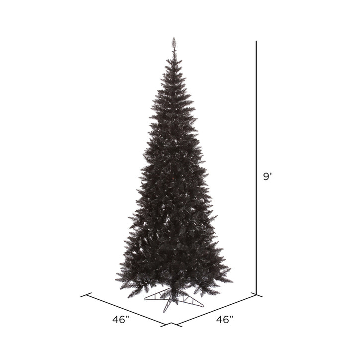 9'Hx46"W Slim Fir Artificial Christmas Tree, Unlit -Black - K161680