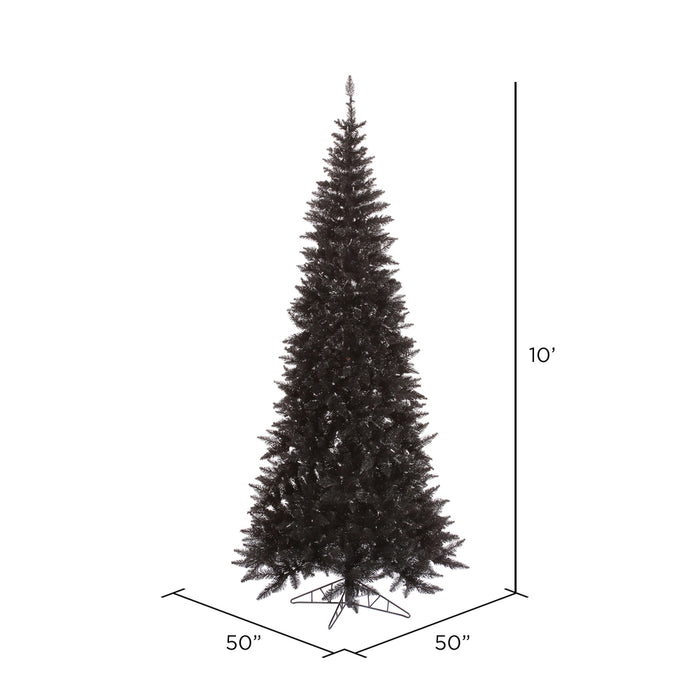 10'Hx50"W Slim Fir Artificial Christmas Tree, Unlit -Black - K161685