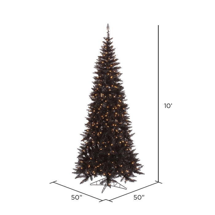 10'Hx50"W Slim Fir Artificial Christmas Tree, LED Pre-Lit -Black - K161686LED