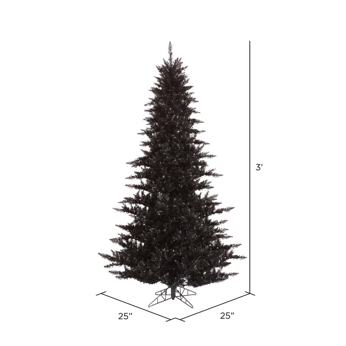 3'Hx25"W Fir Artificial Christmas Tree, Unlit -Black - K161730