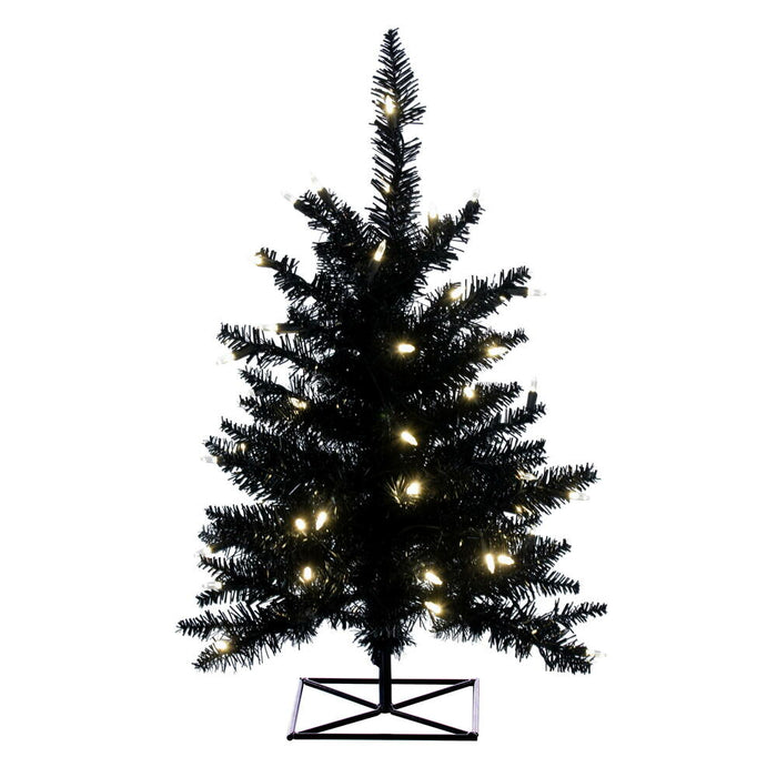 3'Hx25"W Fir Artificial Christmas Tree, LED Pre-Lit -Black - K161731LED