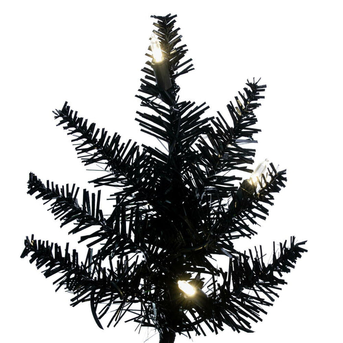 3'Hx25"W Fir Artificial Christmas Tree, LED Pre-Lit -Black - K161731LED