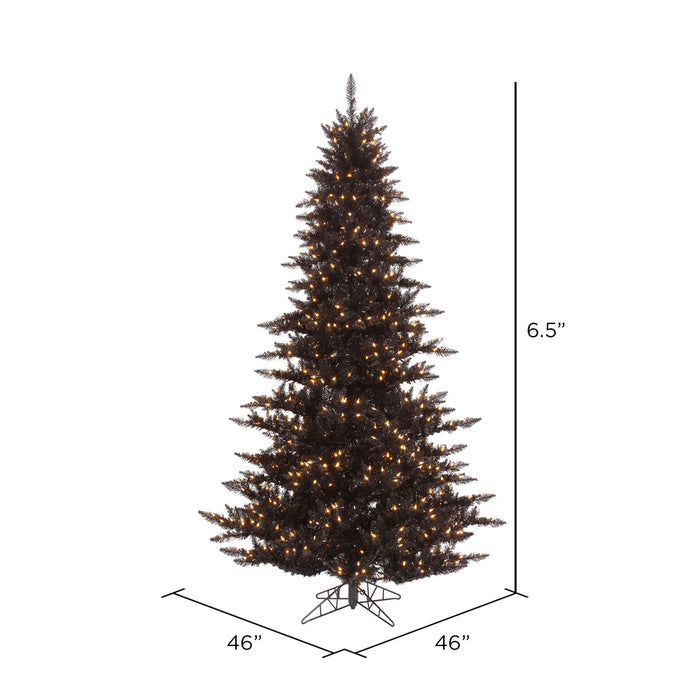 6'6"Hx46"W Fir Artificial Christmas Tree, LED Pre-Lit -Black - K161766LED