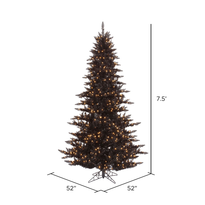 7'6"Hx52"W Fir Artificial Christmas Tree, LED Pre-Lit -Black - K161776LED